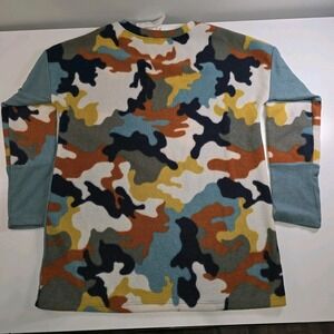 Claire Women's Medium Long Sleeve Camo Chevron Color Block Top – Made in USA